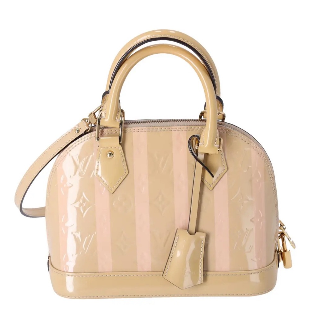 Louis Vuitton vernis alma bb bag LV striped beige tan Patent Leather Ltd ed